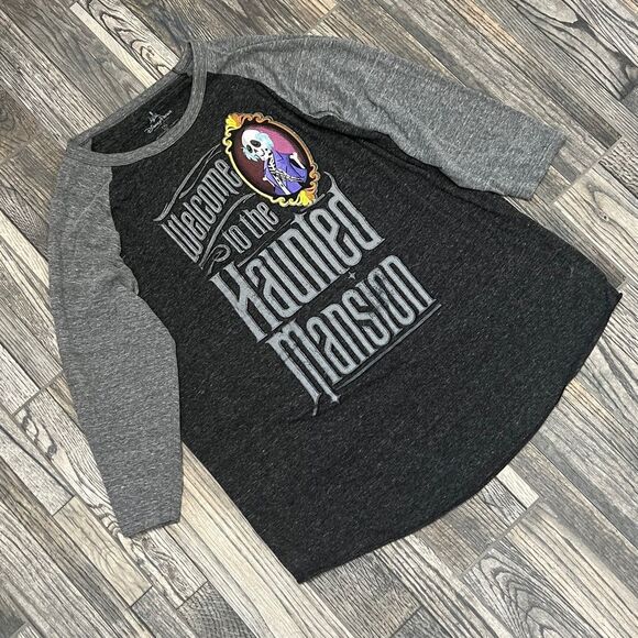 💀👻🎃 Disney WELCOME TO THE HAUNTED MANSION Halloween Horror Raglan Tee Sz 2XL - Picture 5 of 9